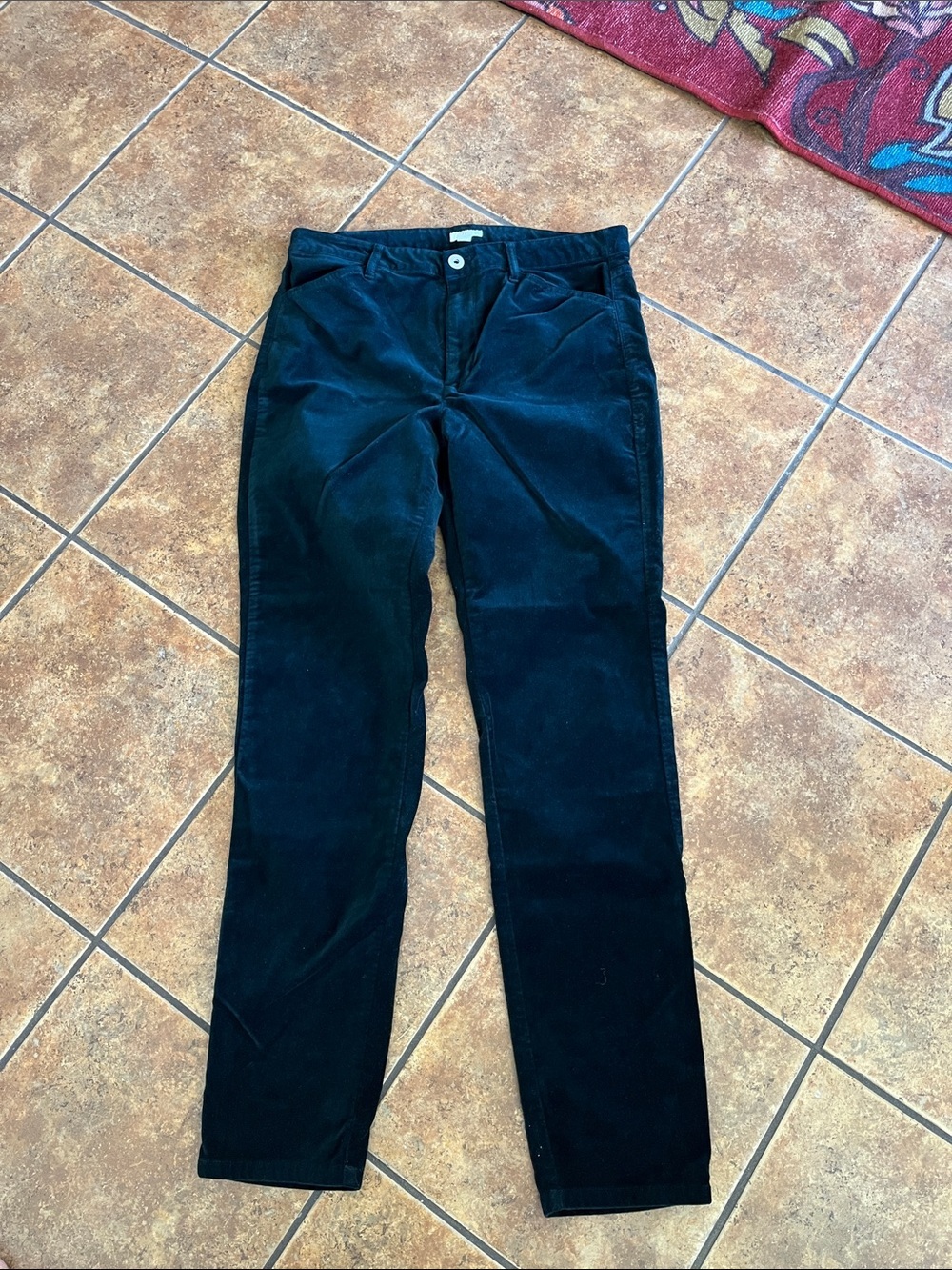 J Jill Navy Velour Skinny Pants Size 10 Tall